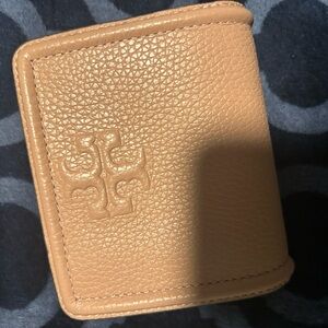 Tory Burch Pebbled Leather Wallet in Tan